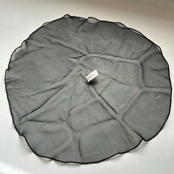 Semi sheer black polyester round pocket square or handkerchief - Picture 2 of 5